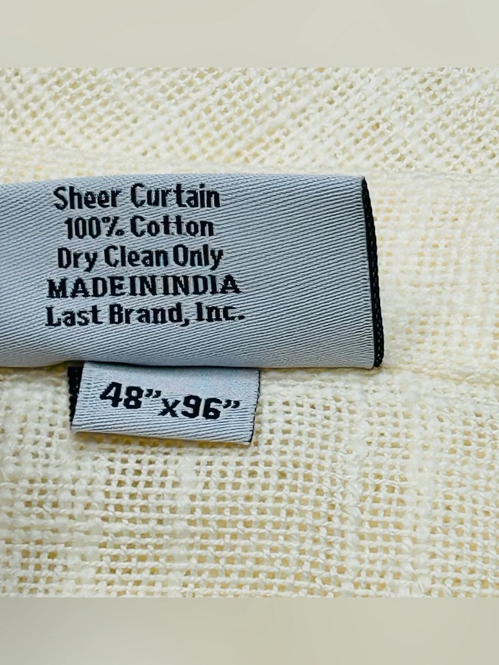 QUINCE Set Of 2 48x96 Cotton Sheer Curtains Ivory 0380